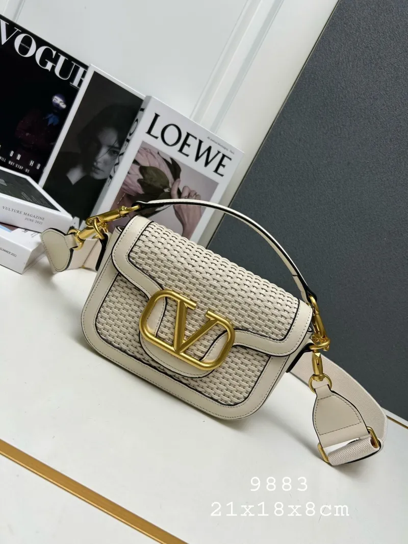 Valentino Cream Woven Satchel Bag 9883