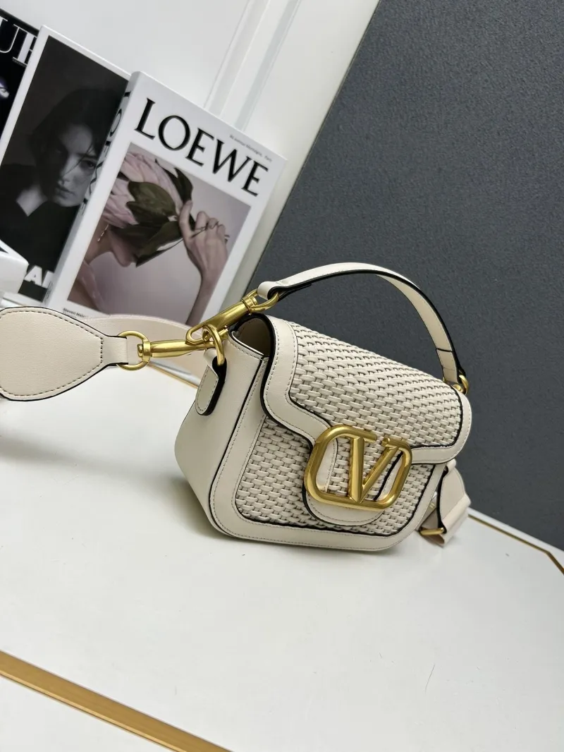 Valentino Cream Woven Satchel Bag 9883 - Image 3
