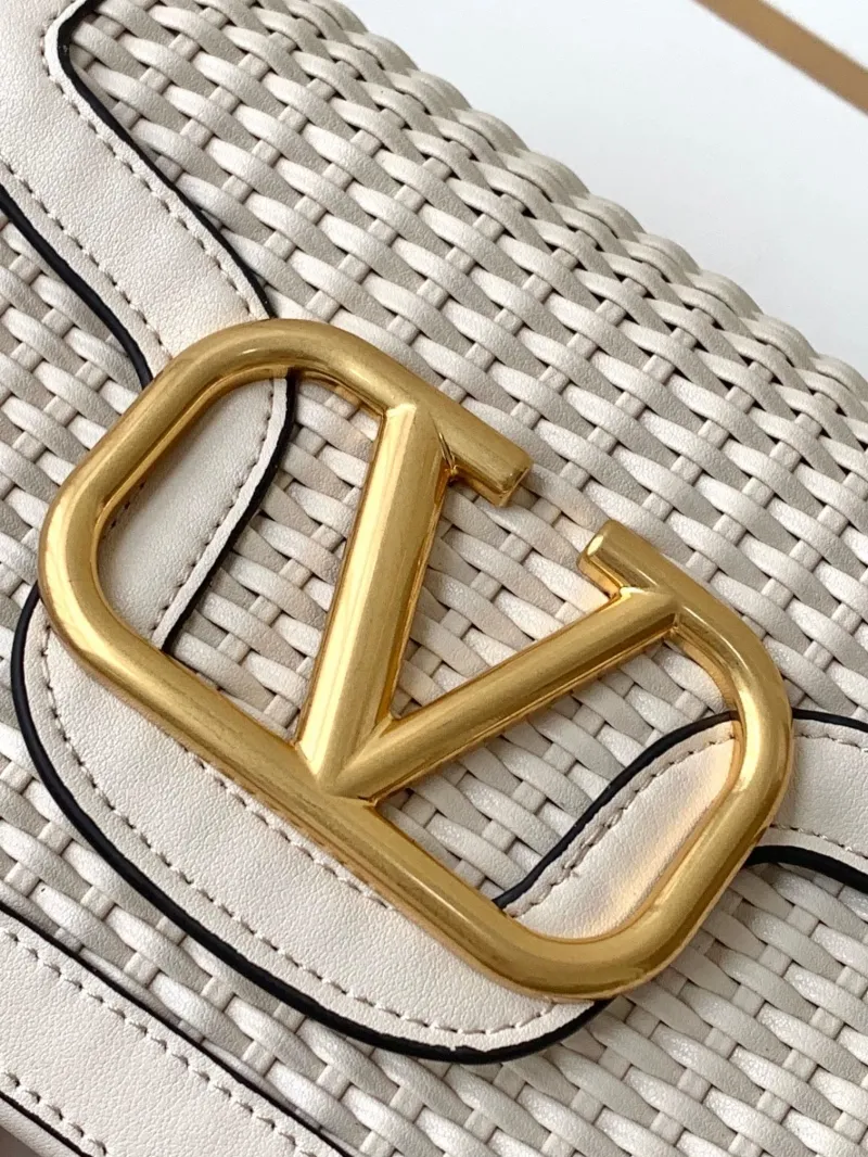 Valentino Cream Woven Satchel Bag 9883 - Image 4