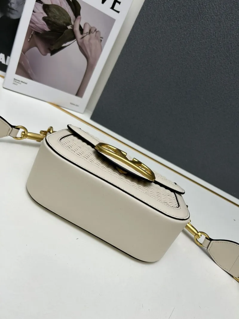 Valentino Cream Woven Satchel Bag 9883 - Image 6