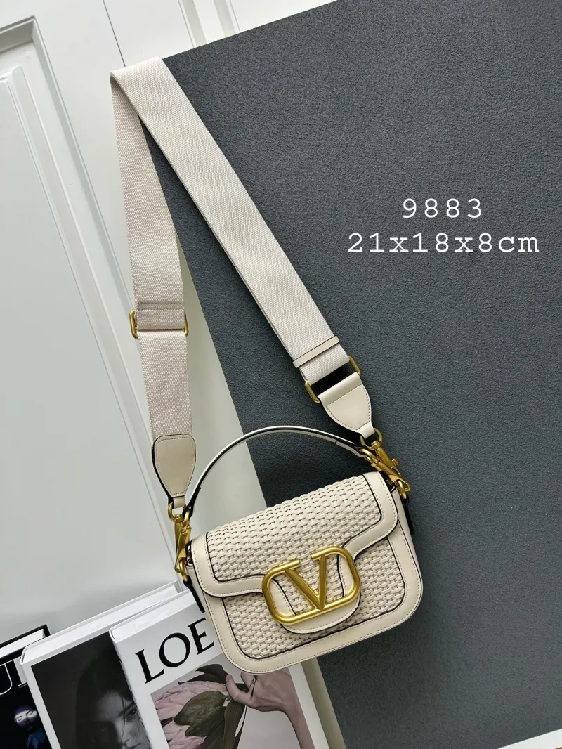 Valentino Cream Woven Satchel Bag 9883 - Image 9