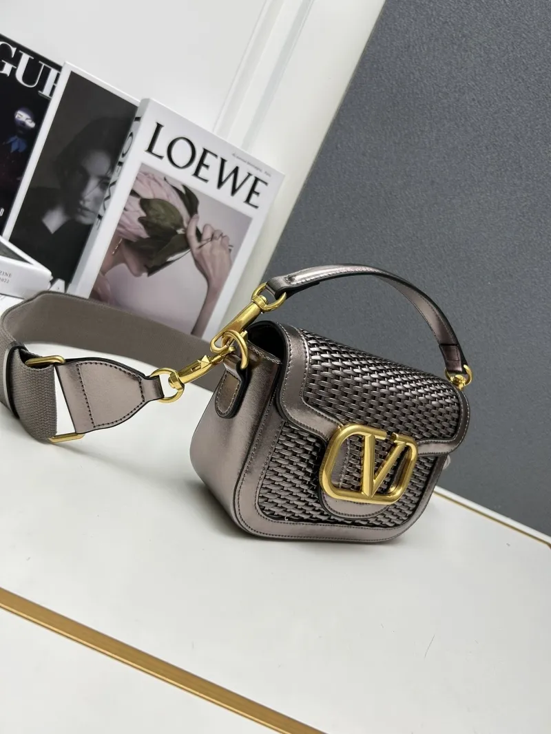 Valentino Metallic Gray Satchel Bag 9883 - Image 3
