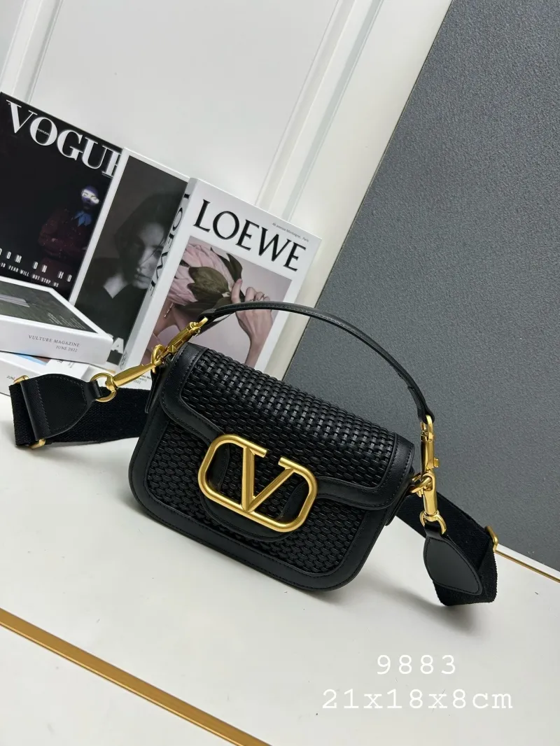 Valentino Black Woven Satchel Bag 9883