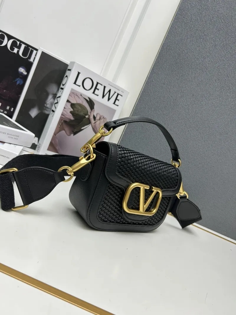 Valentino Black Woven Satchel Bag 9883 - Image 3