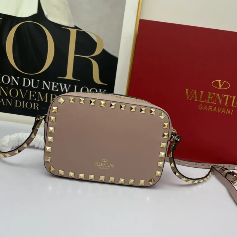 Valentino Garavani Pink Rockstud Crossbody Camera Bag - Image 3