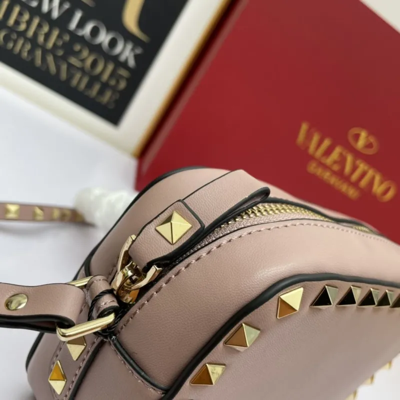 Valentino Garavani Pink Rockstud Crossbody Camera Bag - Image 7