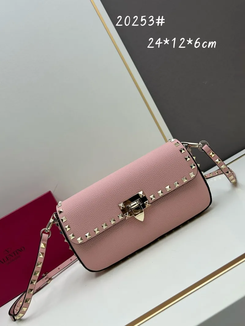 Valentino Pink Leather Studded Crossbody Bag 20253