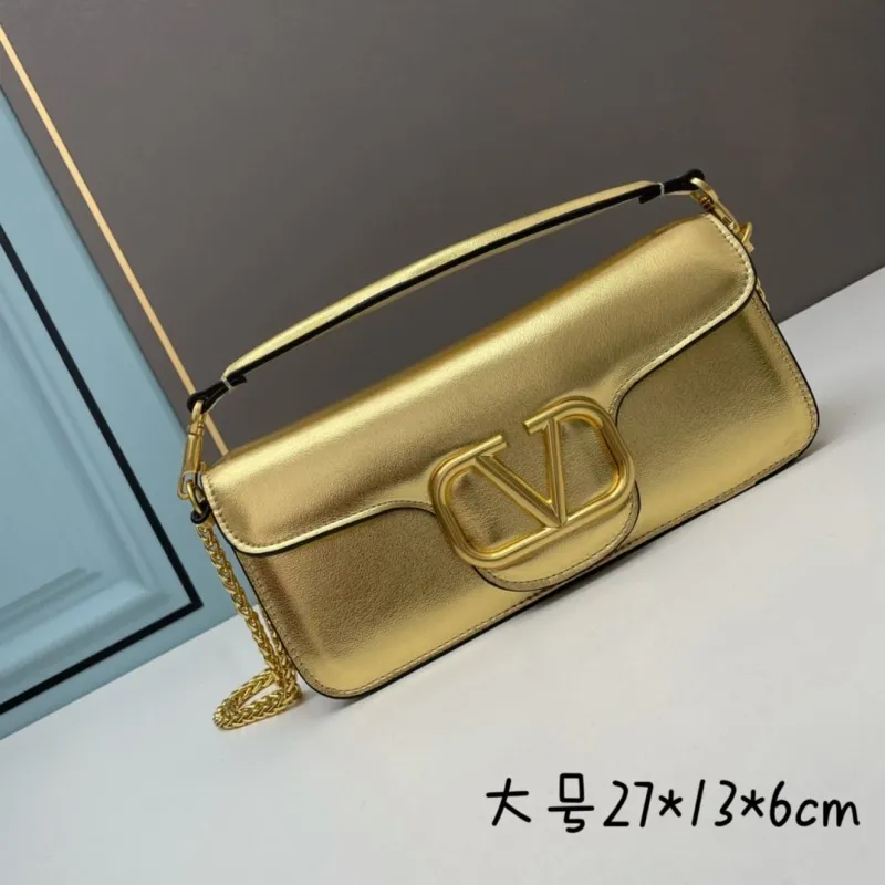 Valentino Large Gold Leather Satchel Bag