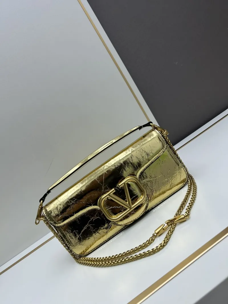 Valentino Gold Metallic Satchel Bag 497
