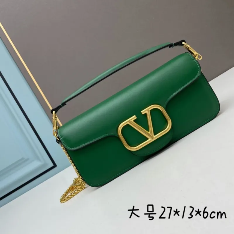 Valentino Large Green Leather Satchel Bag