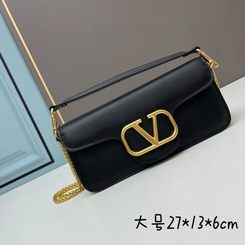 Valentino Large Leather Satchel Bag 506 Black White Red