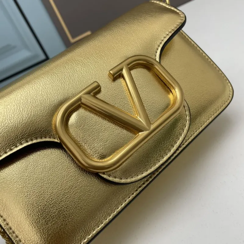 Valentino Small Gold Leather Satchel Bag 507 - Image 4