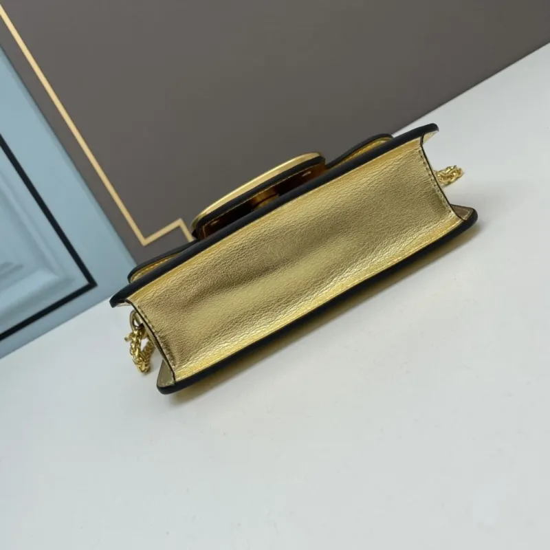Valentino Small Gold Leather Satchel Bag 507 - Image 5