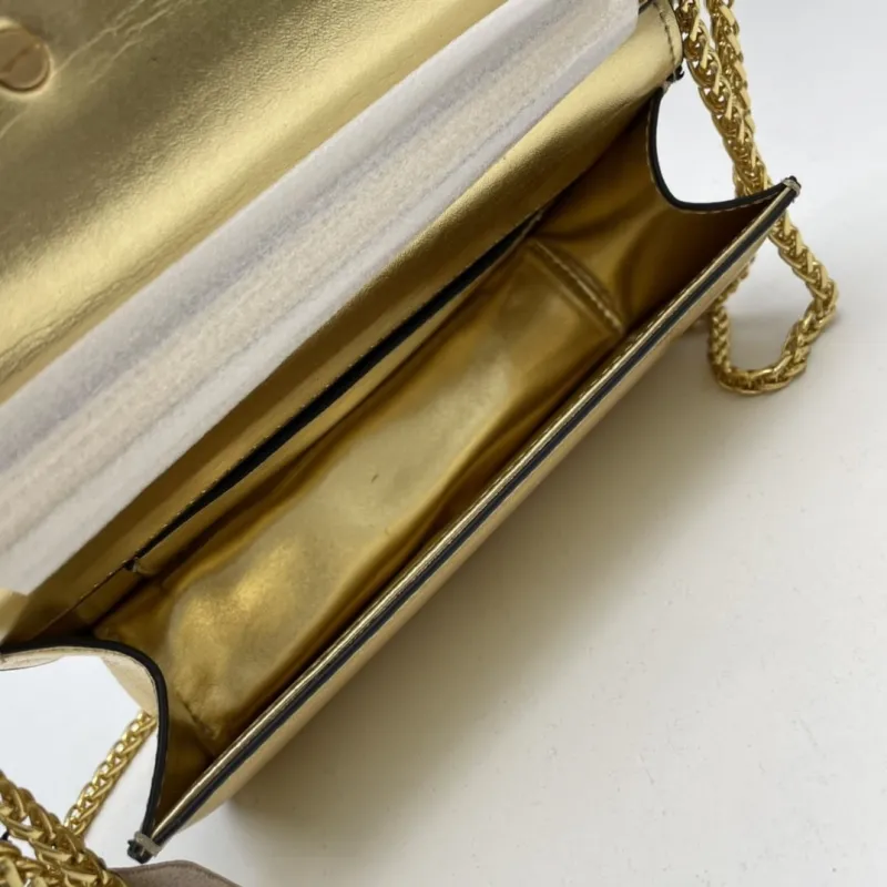 Valentino Small Gold Leather Satchel Bag 507 - Image 7
