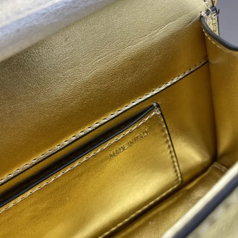 Valentino Small Gold Leather Satchel Bag 507 - Image 8