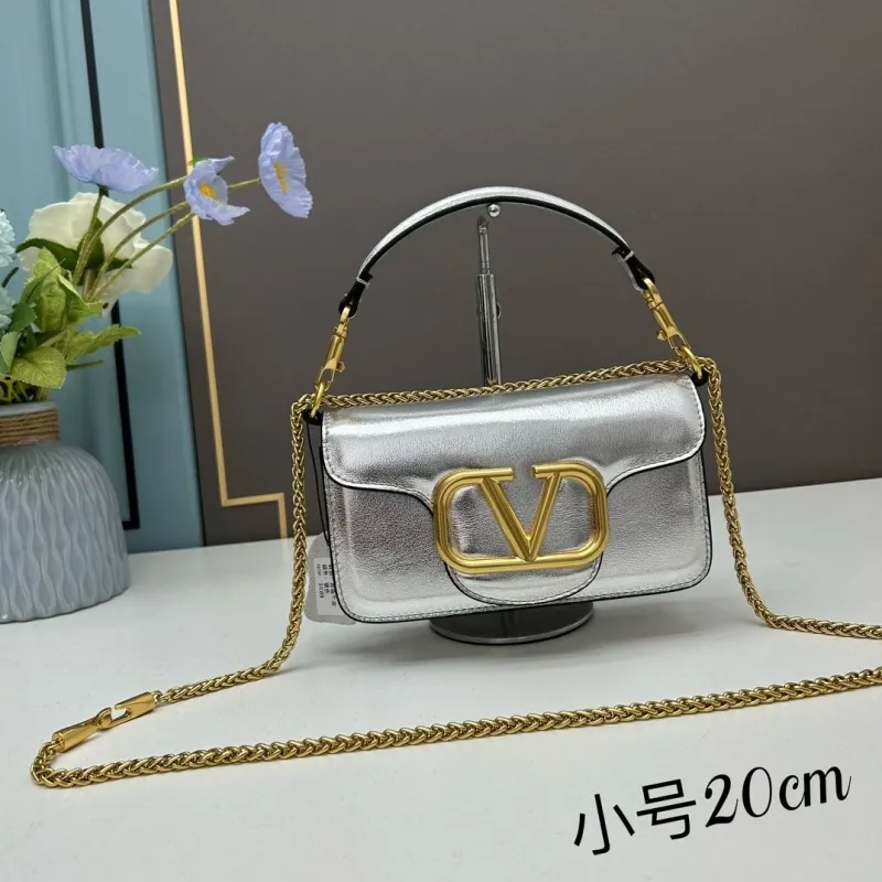 Valentino Small Silver Crossbody Satchel Bag