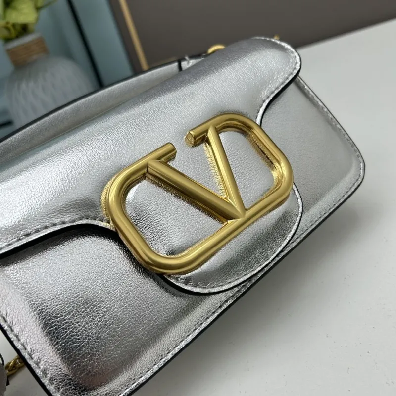 Valentino Small Silver Crossbody Satchel Bag - Image 4