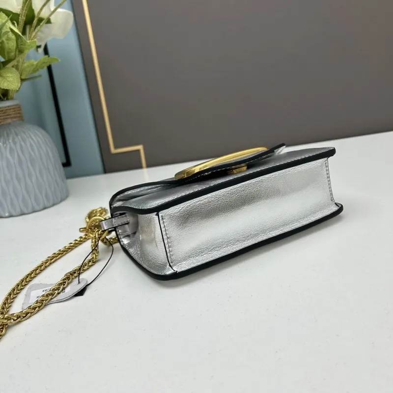 Valentino Small Silver Crossbody Satchel Bag - Image 5