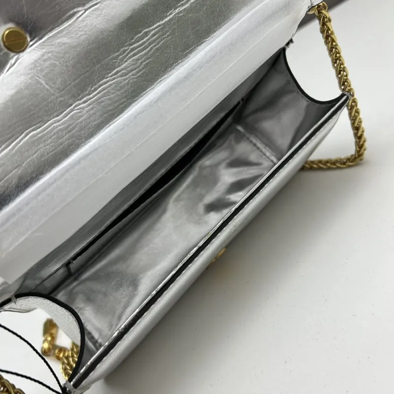 Valentino Small Silver Crossbody Satchel Bag - Image 7