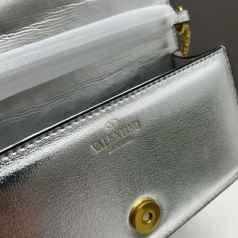 Valentino Small Silver Crossbody Satchel Bag - Image 8