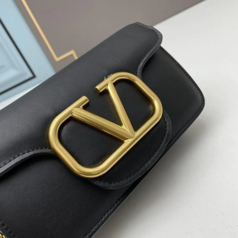 Valentino Small Black Leather Crossbody Satchel Bag 513 - Image 4