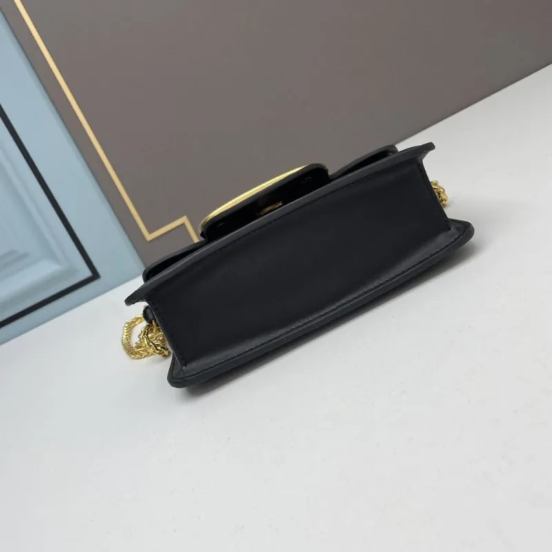Valentino Small Black Leather Crossbody Satchel Bag 513 - Image 5