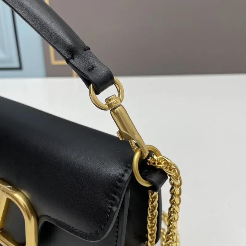 Valentino Small Black Leather Crossbody Satchel Bag 513 - Image 6