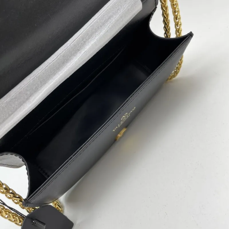 Valentino Small Black Leather Crossbody Satchel Bag 513 - Image 7