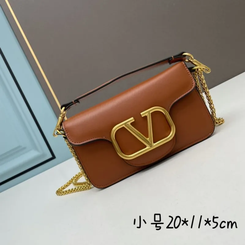 Valentino Small Brown Leather Satchel Crossbody Bag