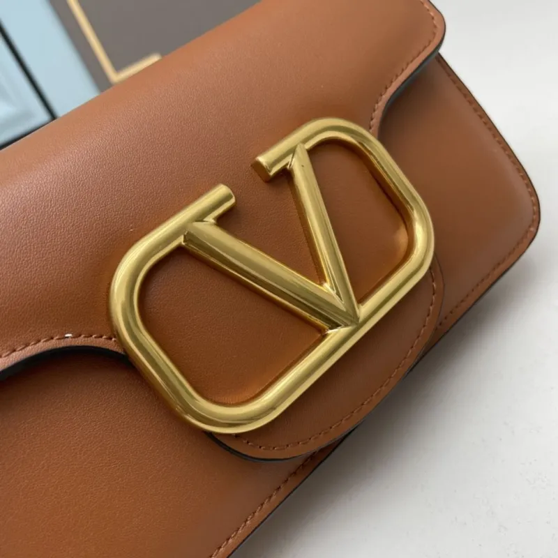 Valentino Small Brown Leather Satchel Crossbody Bag - Image 4