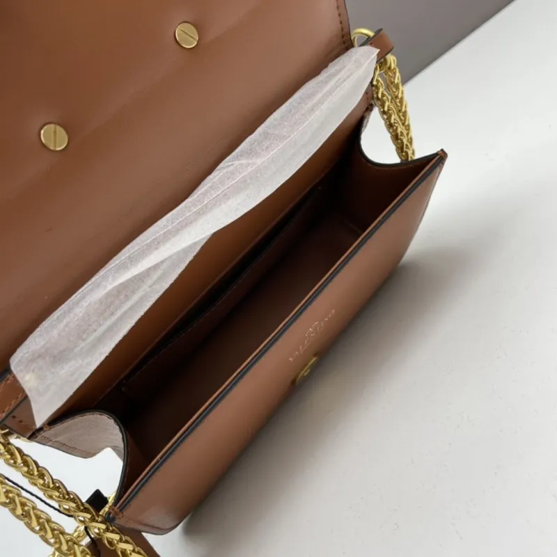Valentino Small Brown Leather Satchel Crossbody Bag - Image 7