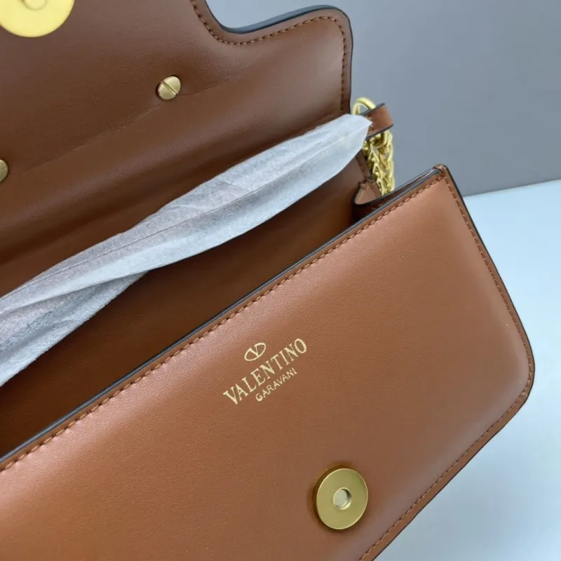 Valentino Small Brown Leather Satchel Crossbody Bag - Image 8