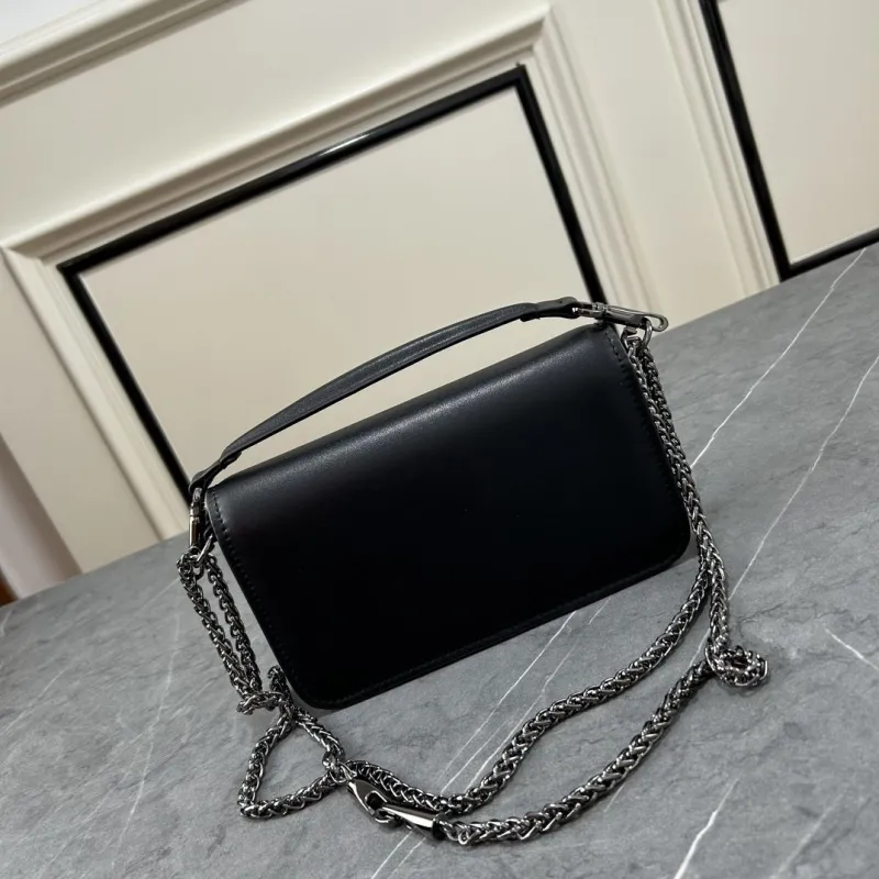 Valentino Black Leather Satchel Crossbody Bag 519 - Image 3