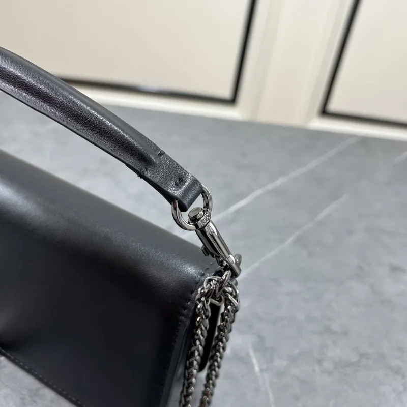Valentino Black Leather Satchel Crossbody Bag 519 - Image 6