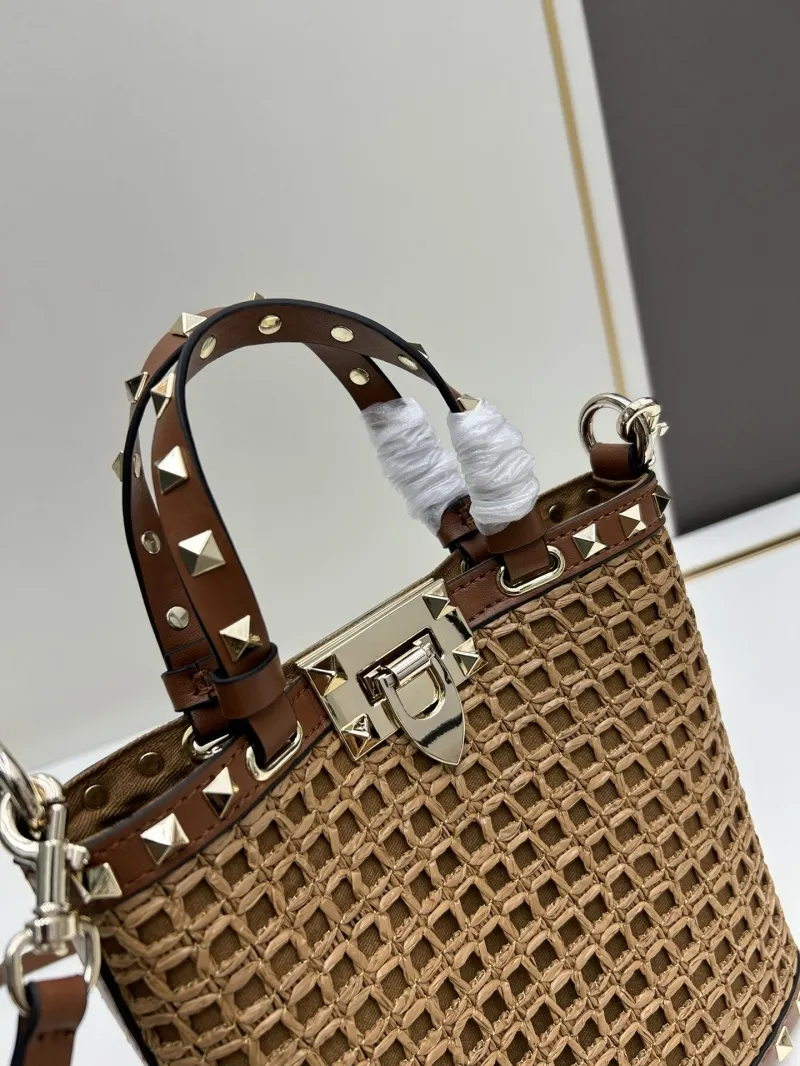Valentino Brown Woven Satchel Bag 20250 - Image 4