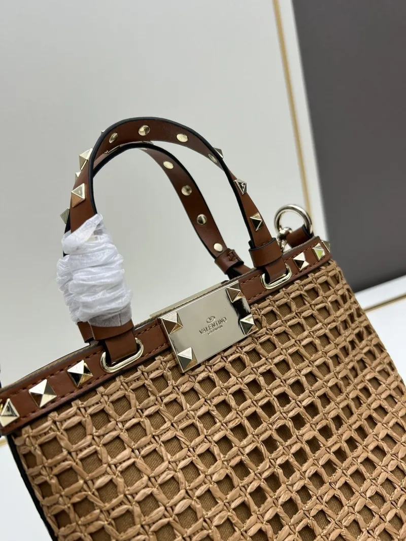 Valentino Brown Woven Satchel Bag 20250 - Image 6