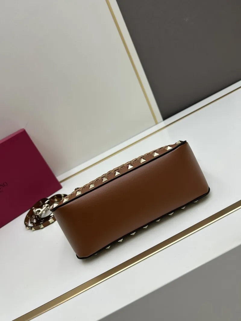 Valentino Brown Studded Woven Satchel Bag - Image 5