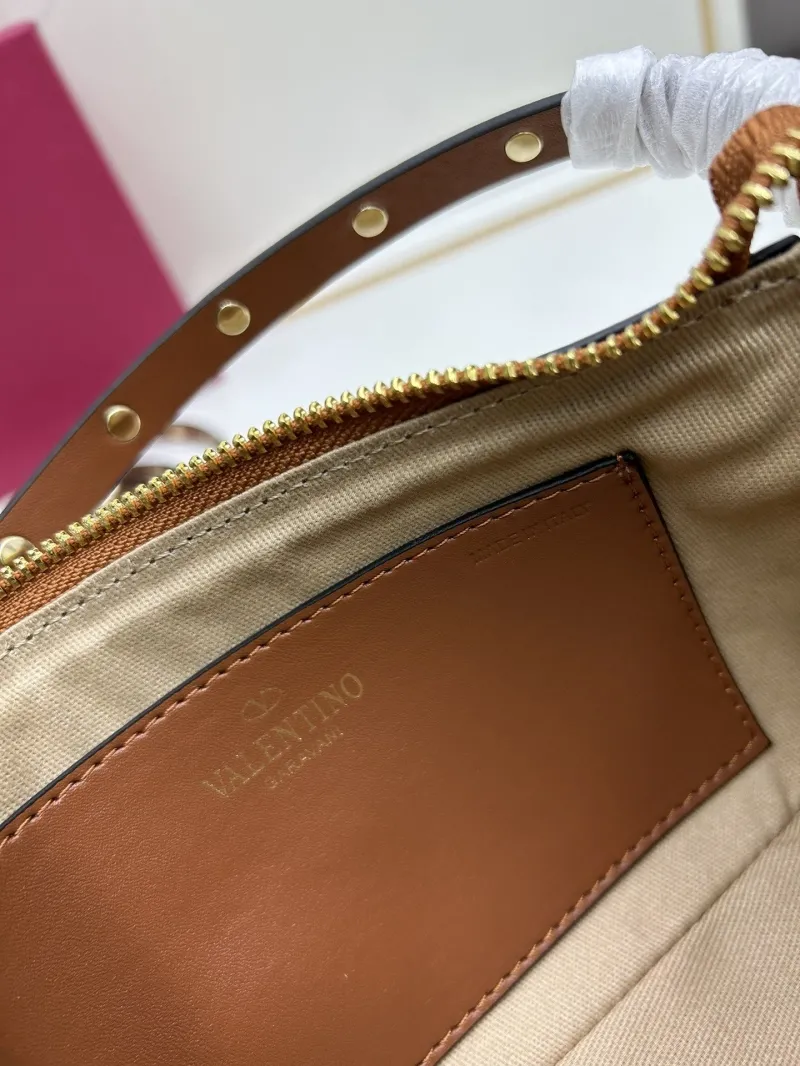 Valentino 20249 Brown Beige Woven Satchel Bag - Image 8