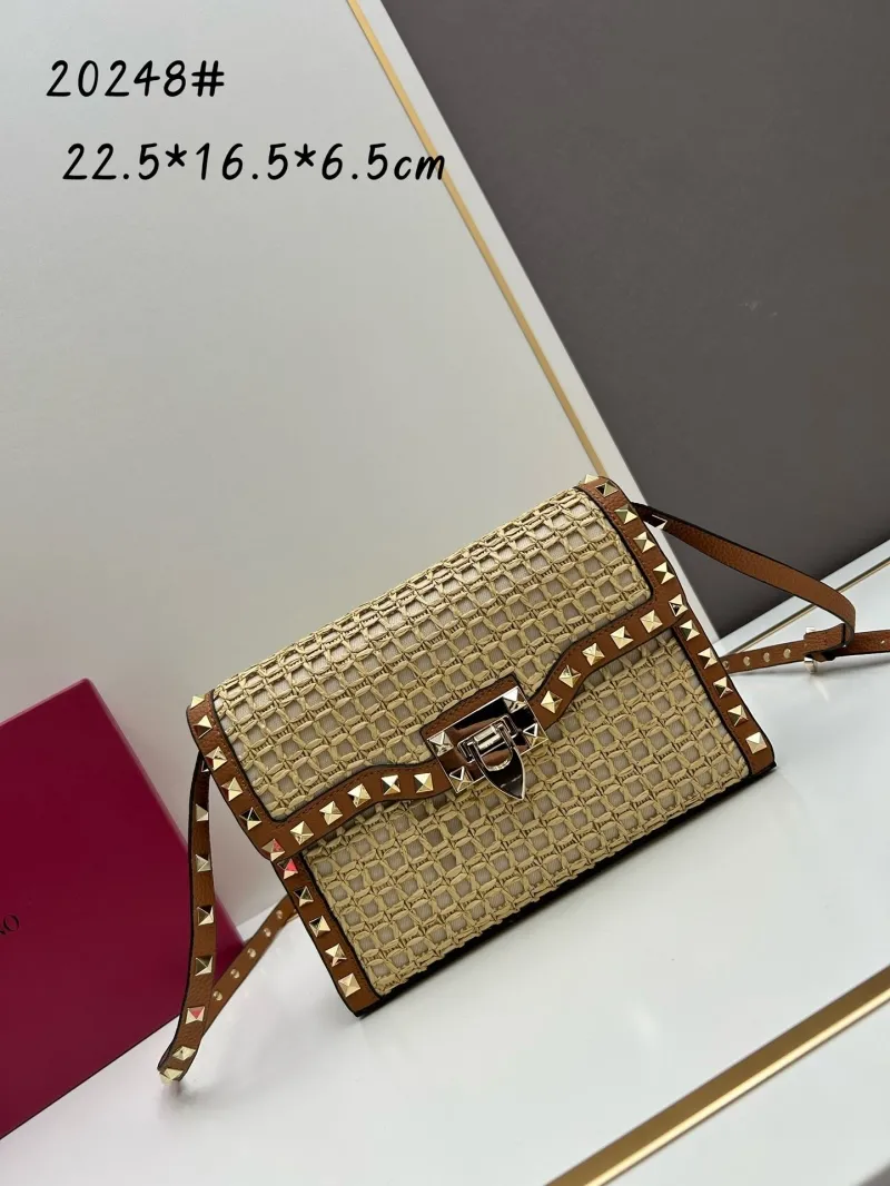 Alternative view of Valentino Beige Woven Rockstud Crossbody Satchel Bag 20248