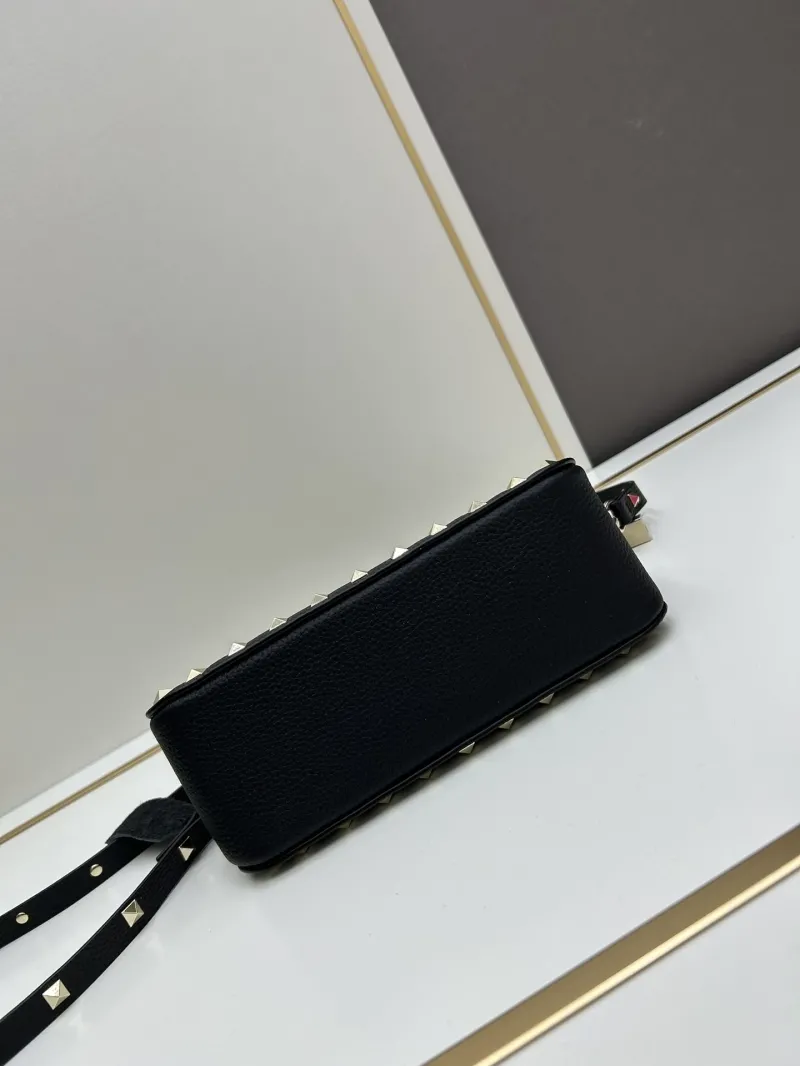 Valentino Black Studded Leather Crossbody Satchel Bag 533 - Image 5