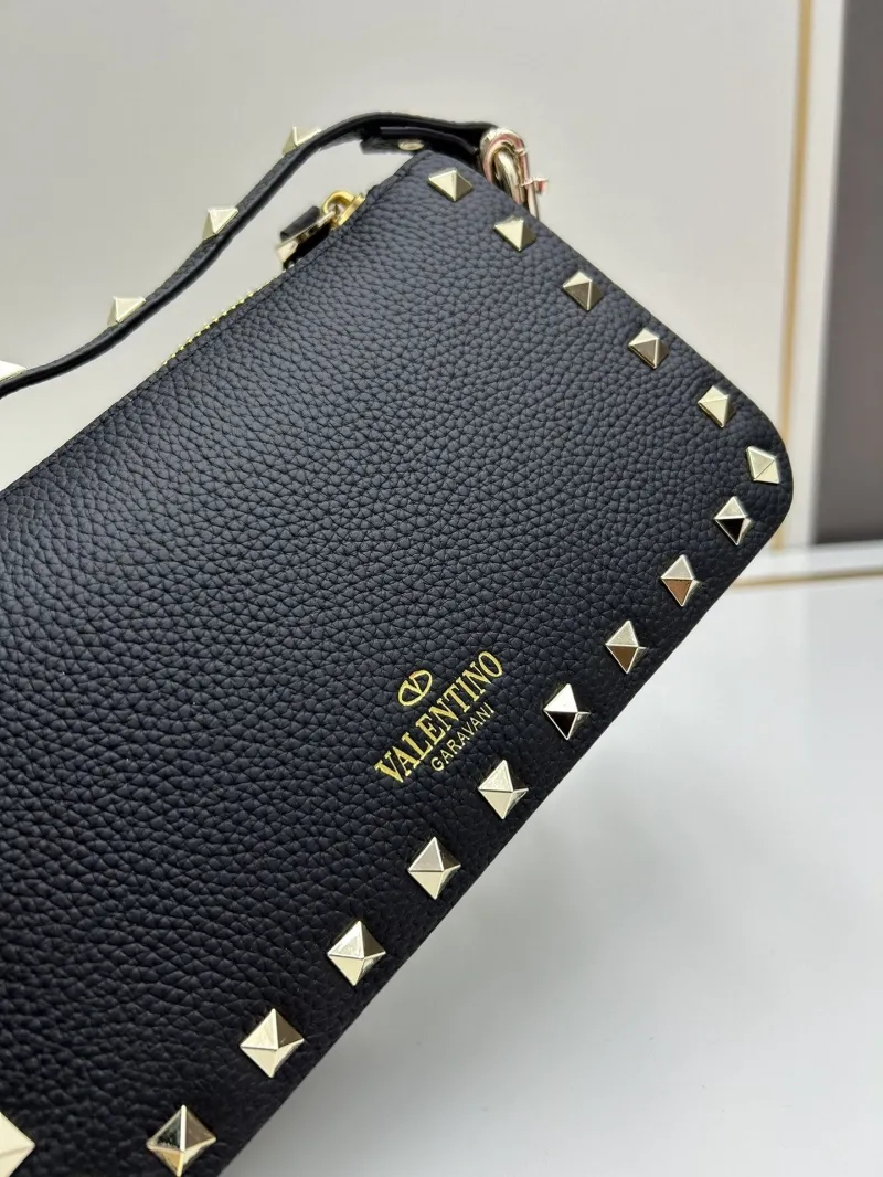 Valentino Black Studded Leather Crossbody Satchel Bag 533 - Image 6