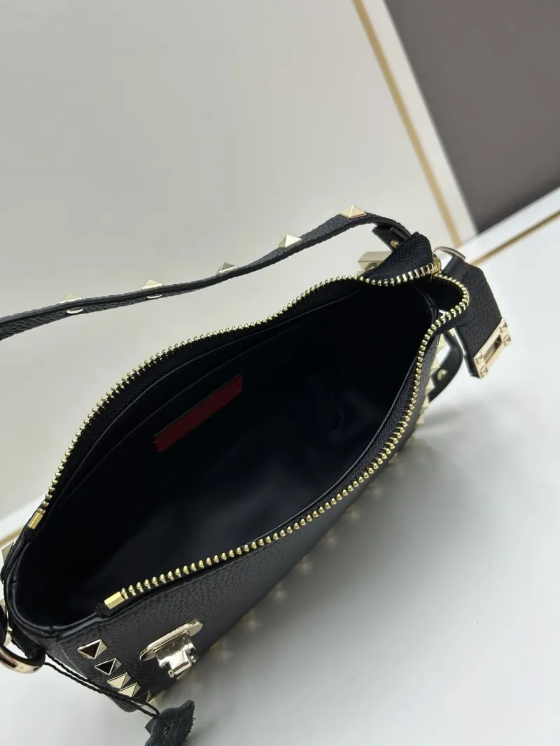 Valentino Black Studded Leather Crossbody Satchel Bag 533 - Image 7