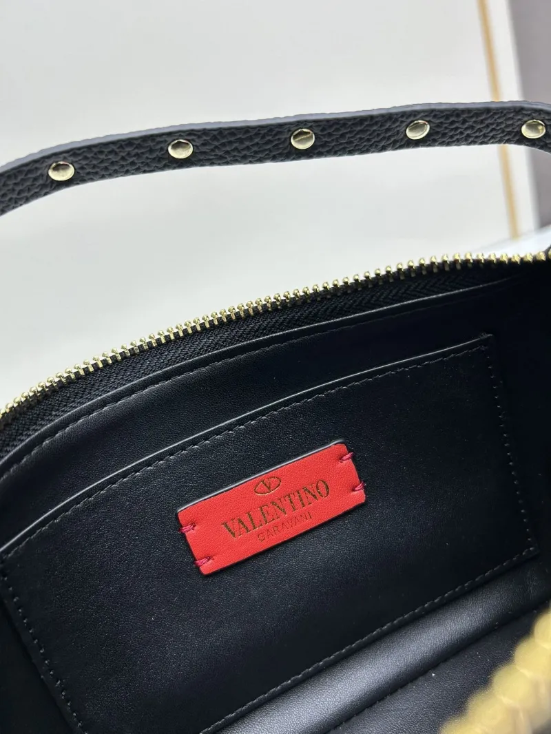 Valentino Black Studded Leather Crossbody Satchel Bag 533 - Image 8
