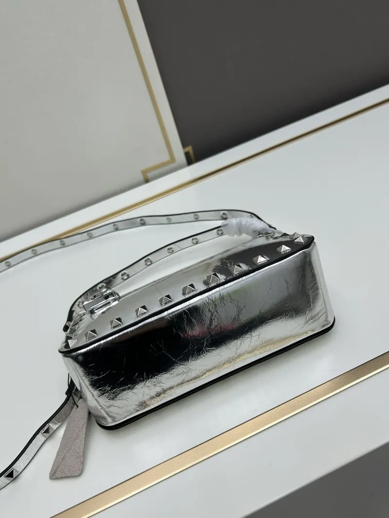 Valentino Silver Studded Satchel Bag 534 - Image 5