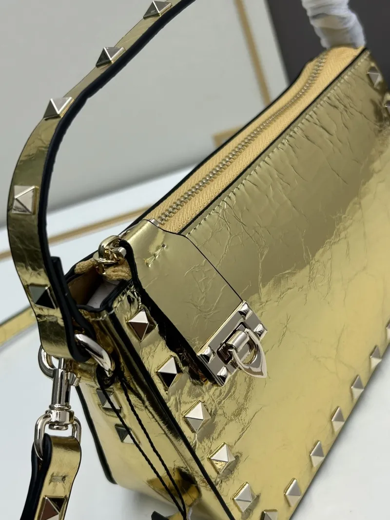 Valentino Gold Studded Satchel Crossbody Bag - Image 5