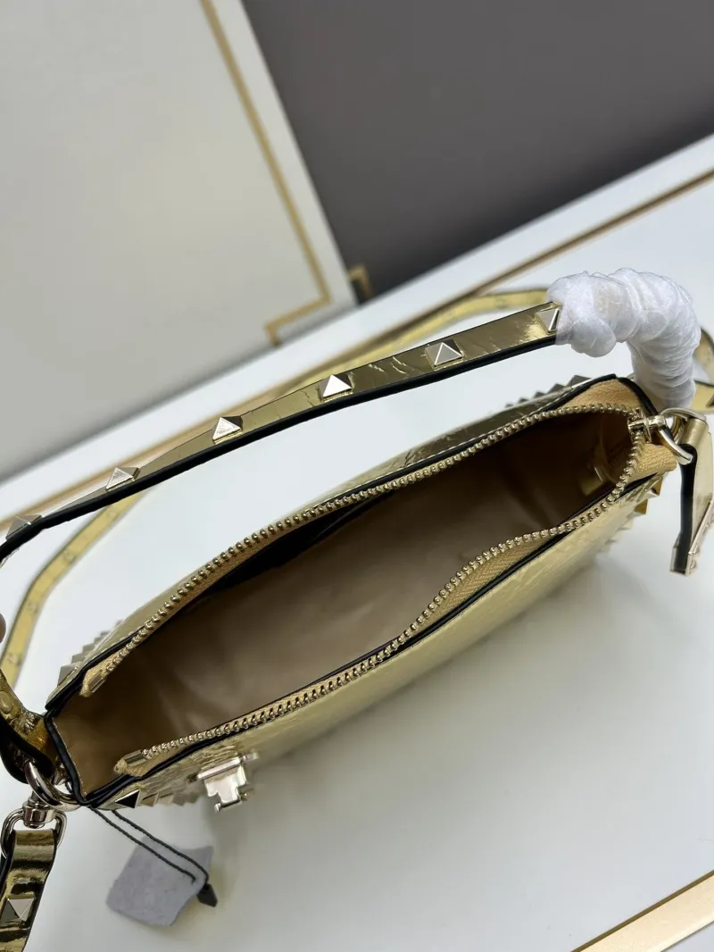 Valentino Gold Studded Satchel Crossbody Bag - Image 7