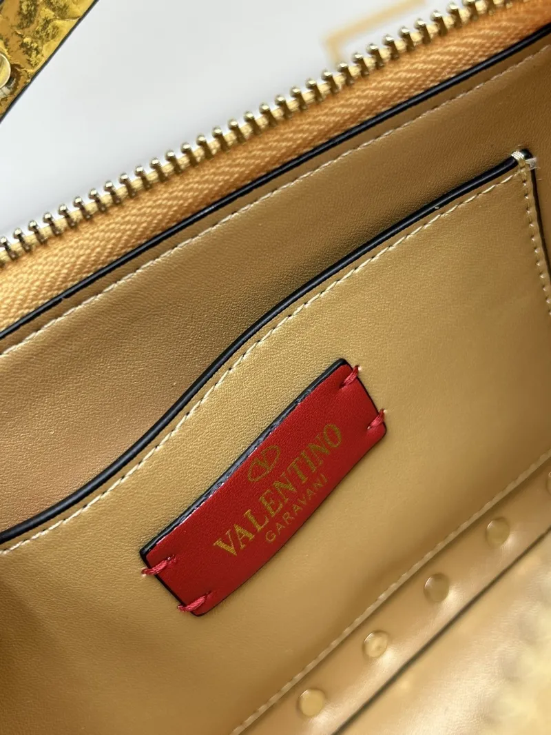 Valentino Gold Studded Satchel Crossbody Bag - Image 8