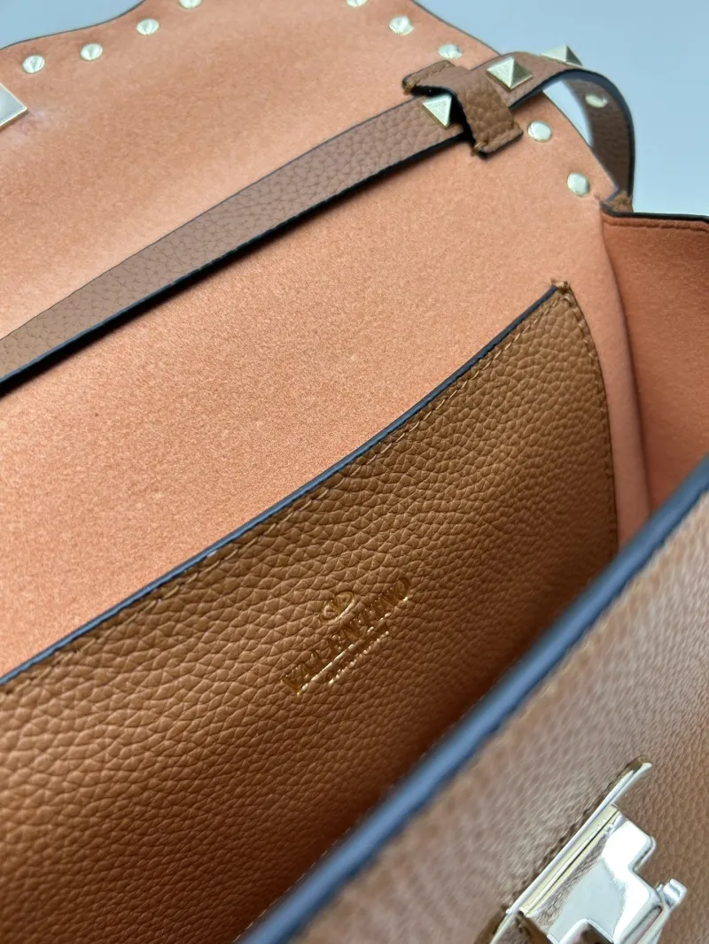 Valentino Brown Studded Crossbody Satchel Bag 0133 - Image 9