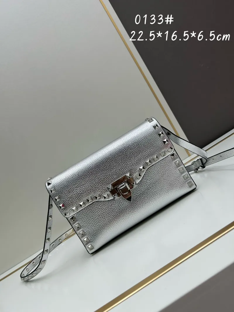 Valentino Silver Crossbody Satchel Bag 0133