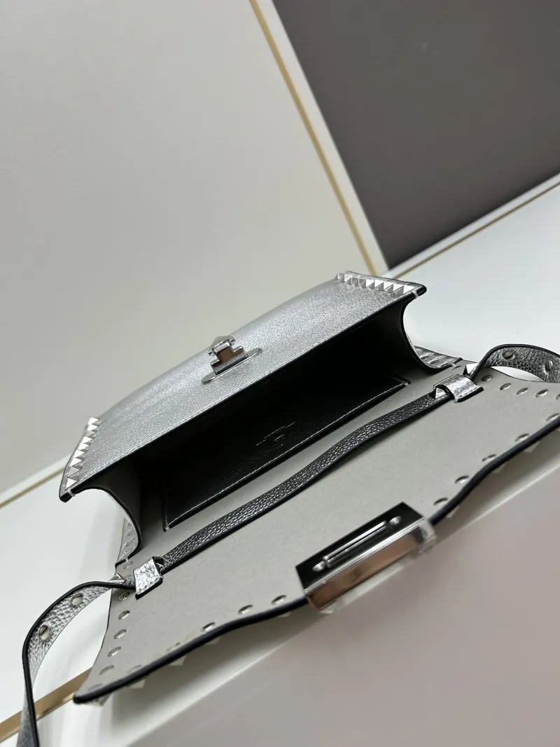 Valentino Silver Crossbody Satchel Bag 0133 - Image 8